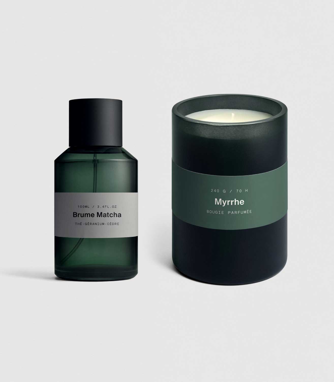 MARIEJEANNE（マリージャンヌ）販売限定　ルームフレグランスセット　ミルラキャンドル × ブリュム マッチャ